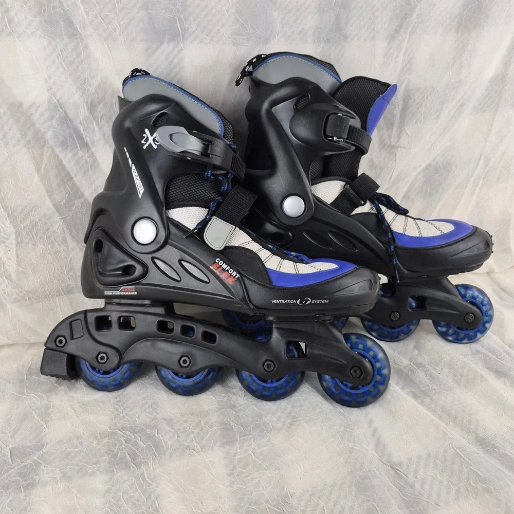 XS To The Max Inline Skates Mens Size 9 Black Blue Comfort Flex Roller Blades